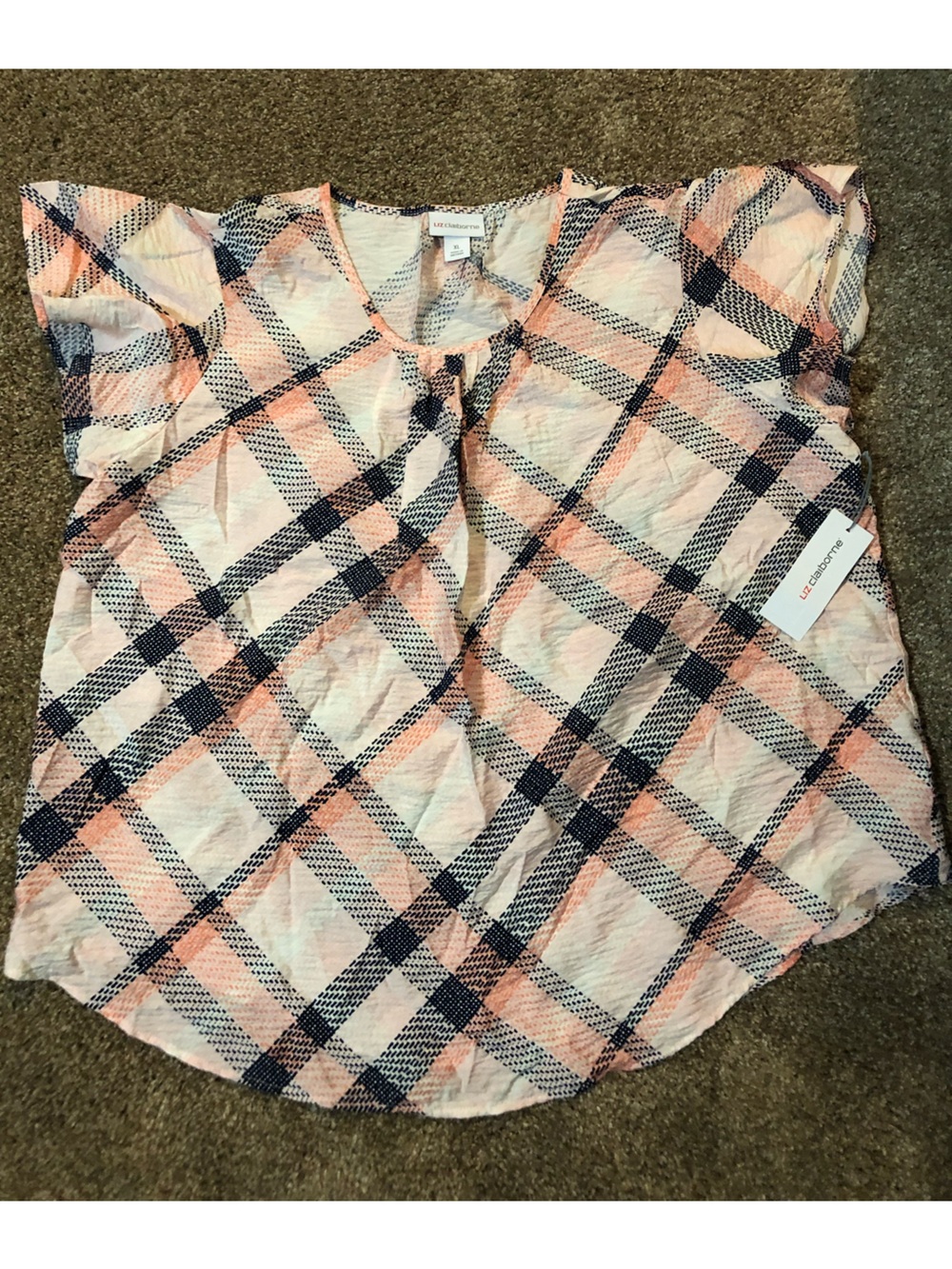 NWT Liz Claiborne Plaid Top